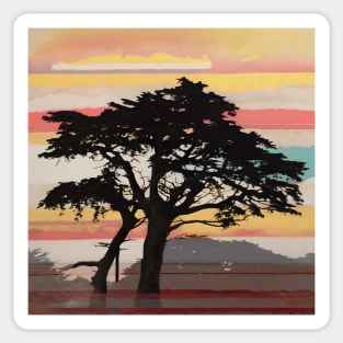 Cypress Tree at Sunset Sticker